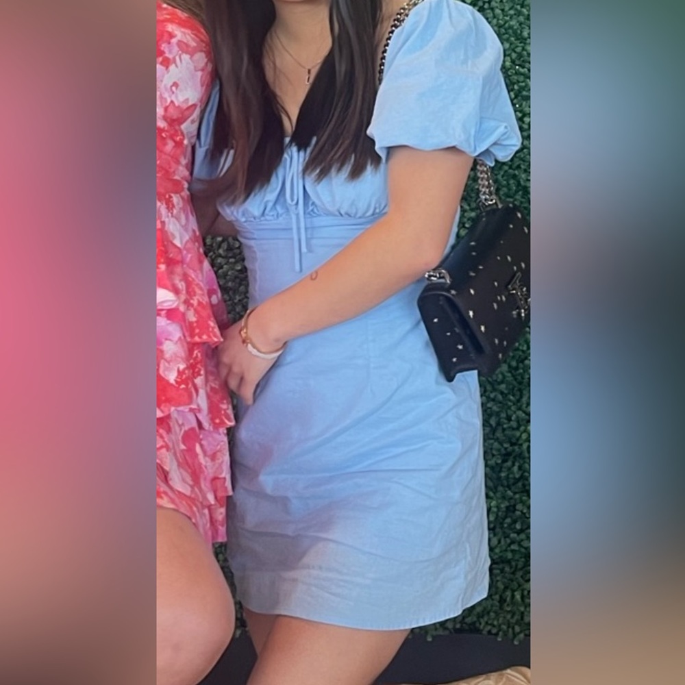 Princess Polly Light Blue Puff Sleeve Mini Dress